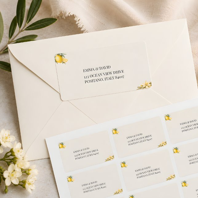 Luxus-Adresse mit Amalfi-Zitrone  Adressaufkleber (Part of the Mediterranean style wedding collection address labels)