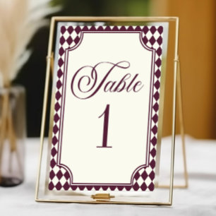 Luxus-Altes-Geld-Wein-Elfenbein-Hochzeit im Vintag Tischnummer