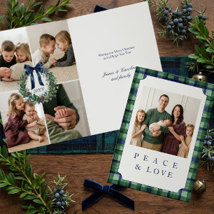 Luxus-Altgeld-Tartan-Mehrbild-Weihnachten Feiertagskarte