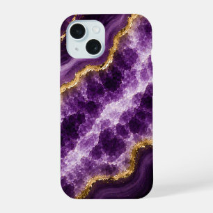Luxus-Amethyst-Marmor-Geode iPhone 15 Hülle