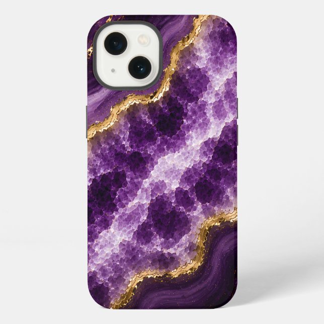 Luxus-Amethyst-Marmor-Geode iPhone Hülle (Rückseite)