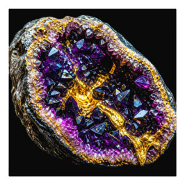 Luxus-Amethyst- und Gold-Abstrakt-Wandkunst Fotodruck