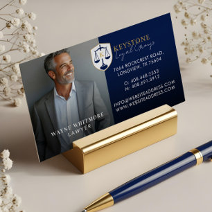 Luxus-Anwaltskanzlei Anwalt Foto Monogramm Navy Go Magnetische Visitenkarte