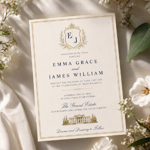 Luxus-Anwesen Monogramm Old Money Hochzeit Einladung