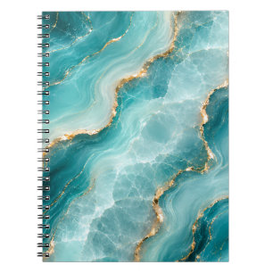 Luxus-Aqua-Achat-Marmor mit Goldadern Notizblock