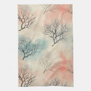 Luxus-Aquarell-Küstenkoralle & Ozeanwellen (5) Geschirrtuch