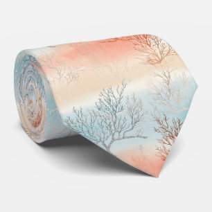 Luxus-Aquarell-Küstenkoralle- und Ozeanwellen Krawatte