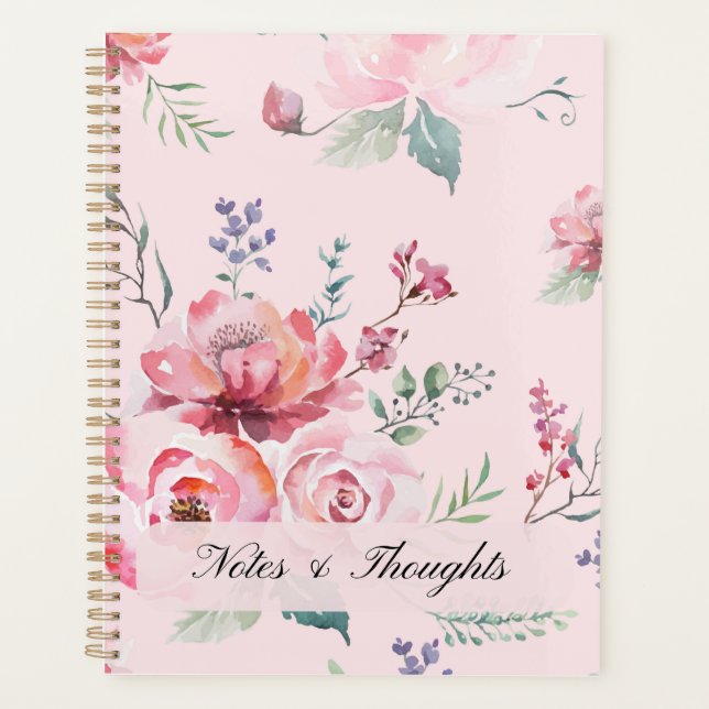 Luxus-Aquarell-Rosen Custom Name Planer (Vorderseite)