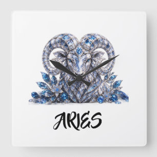 Luxus-Aries-Zodiakskristall Quadratische Wanduhr