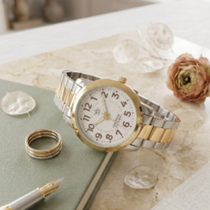 Luxus-Armbanduhr mit zweifarbigem Gold-Silber-Glie Armbanduhr