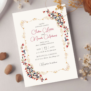 Luxus Art Botanisches Foto Paisley Hochzeit Einladung