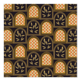 Luxus-Art-Deco-geometrische Blumen nahtlose Muster Poster