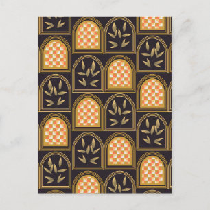 Luxus-Art-Deco-geometrische Blumen nahtlose Muster Postkarte
