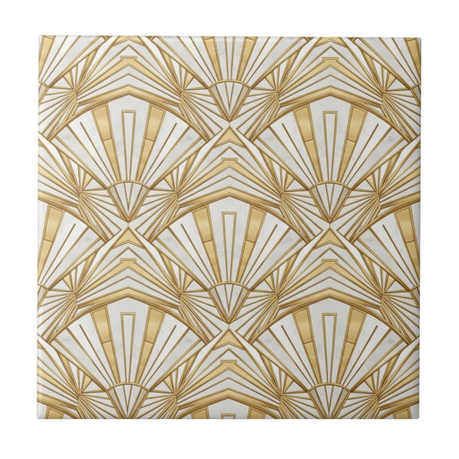 Luxus-Art-Deco-Sonnenstrahl-Unendlichkeitsmuster - Fliese (Vorderseite)