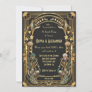 Luxus-Art-Deco-Speakeasy-Party-Hochzeit Einladung