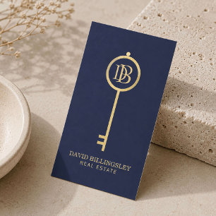 Luxus-Attrappe-Gold-Skelett-Schlüssel-Monogramm-Re Visitenkarte