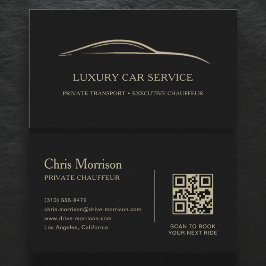 Luxus-Autodienst QR-Code Schwarz & Gold Visitenkarte
