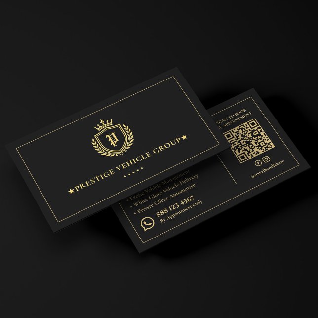 Luxus-Automobil-Concierge Executive Crest Black  Visitenkarte (Luxury Executive Auto Concierge Crest Black Business Card
)