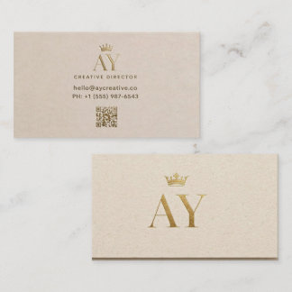 Luxus-AY-Monogramm-Geschäftskarte - Beige Goldene Visitenkarte