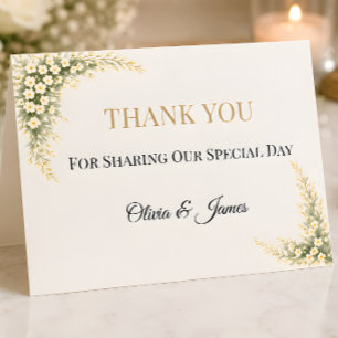 Luxus-Babys-Breath-Blumenhochzeit Dankeskarte