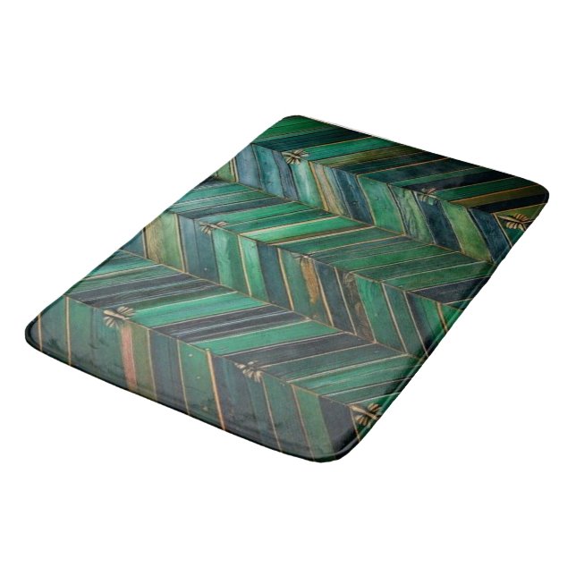 Luxus-Badezimmerteppich in Türkis mit Chevron-Must Badematte (Schrägansicht)