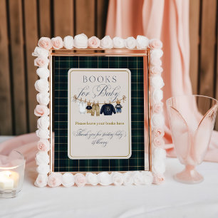Luxus-Bär-Karo-Babyparty-Bücher Poster