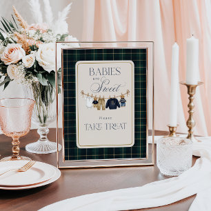Luxus-Bär-Karomuster-Baby-Shower-Süßigkeiten Poster