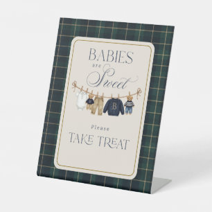 Luxus-Bär-Karomuster-Baby-Shower-Süßigkeiten Sockelschild