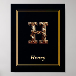 Luxus-Barock-Buchstabe H-Monogramm-Poster Poster