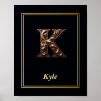 Luxus-Barock-Buchstabe K-Monogramm-Plakat