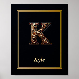 Luxus-Barock-Buchstabe K-Monogramm-Plakat Poster