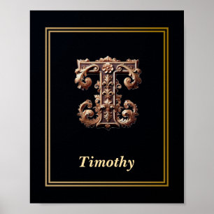Luxus-Barock-Buchstabe T-Monogramm-Plakat Poster