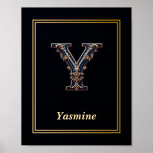 Luxus-Barock-Buchstabe Y-Monogramm-Plakat  Poster