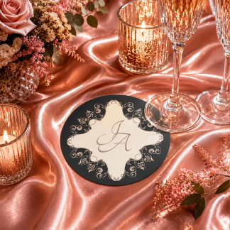 Luxus-Barock-Hochzeitspapier-Getränkeuntersetzer Runder Pappuntersetzer