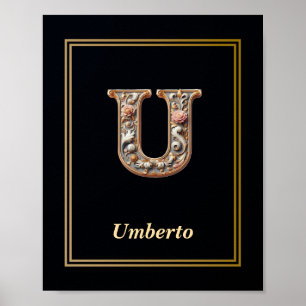 Luxus-Barock-Letter-U-Monogramm-Poster Poster