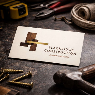 Luxus Bauunternehmer Konstruktions Holz Logo Elfen Visitenkarte