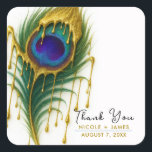 Luxus Beauty Gold Tropfen Glam Peacock Feather Quadratischer Aufkleber<br><div class="desc">Luxury Beauty Gold Tropfen Glam Peacock Feather Stickers</div>