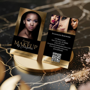 Luxus-Beauty-Makeup-Artist-Foto Schwarz Gold Visitenkarte