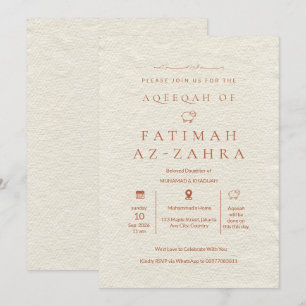 Luxus-Beige-Papier Islamische Aqeeqah für Baby Mäd Einladung