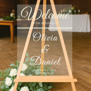 Luxus Beige Script Name Willkommen Acrylschild