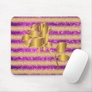 Luxus Beliebtes Blumengeschenk für Lila Gold Glitz Mousepad