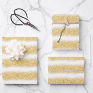 Luxus Beliebtes Geschenk White Gold Glitzer Geschenkpapier Set