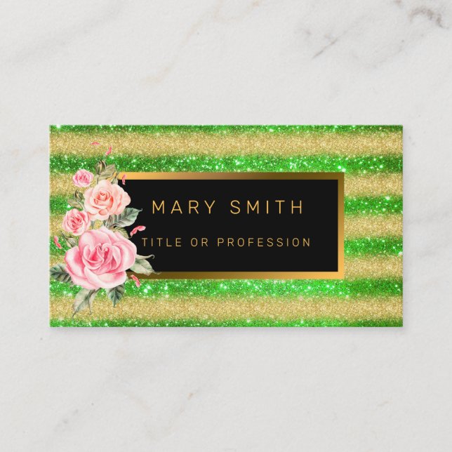Luxus Best Popular Green Gold Glitzer Visitenkarte (Vorderseite)