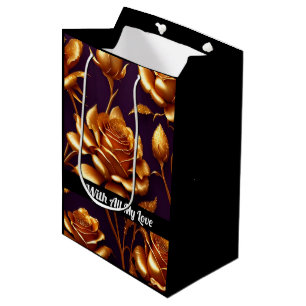 Luxus Big Gold Rose Moderne Kollektion Mittlere Geschenktüte