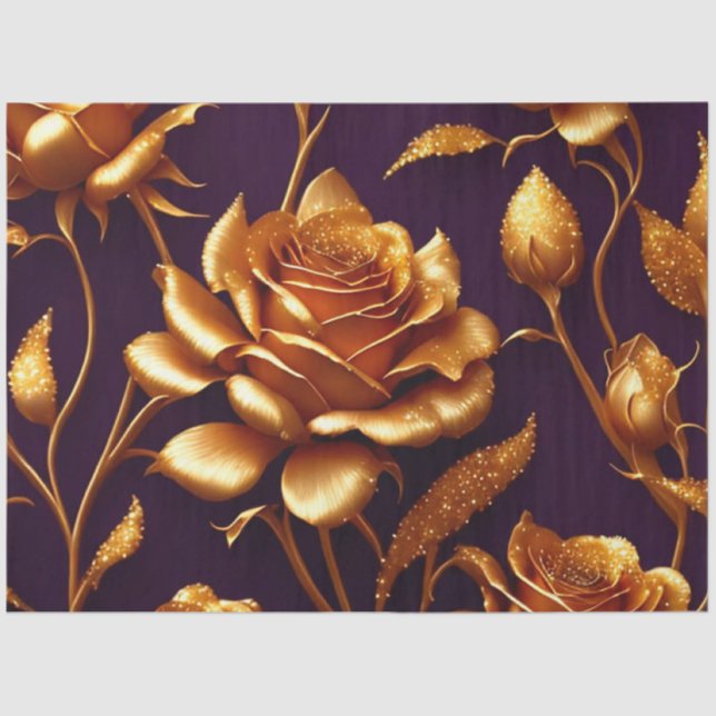 Luxus Big Gold Rose Moderne Kollektion Seidenpapier (Vorderseite)