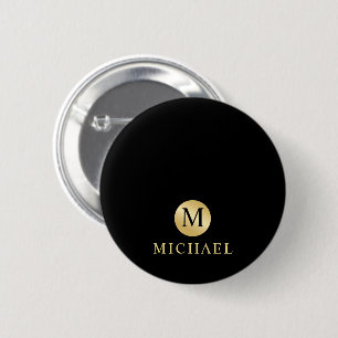 Luxus Black and Gold Personalisiert Monogram Button