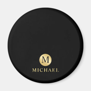 Luxus Black and Gold Personalisiert Monogram Magnet