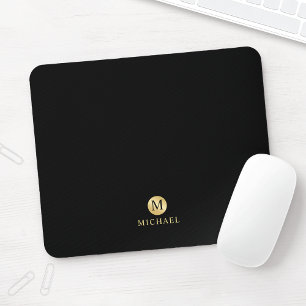Luxus Black and Gold Personalisiert Monogram Mousepad