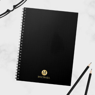 Luxus Black and Gold Personalisiert Monogram Notizblock