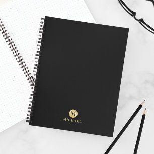 Luxus Black and Gold Personalisiert Monogram Notizbuch